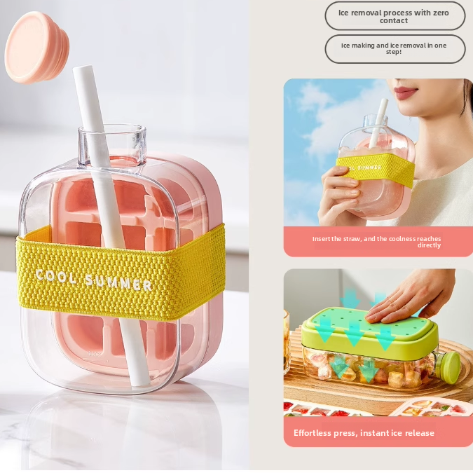 Press-Type Ice Tray Water Bottle