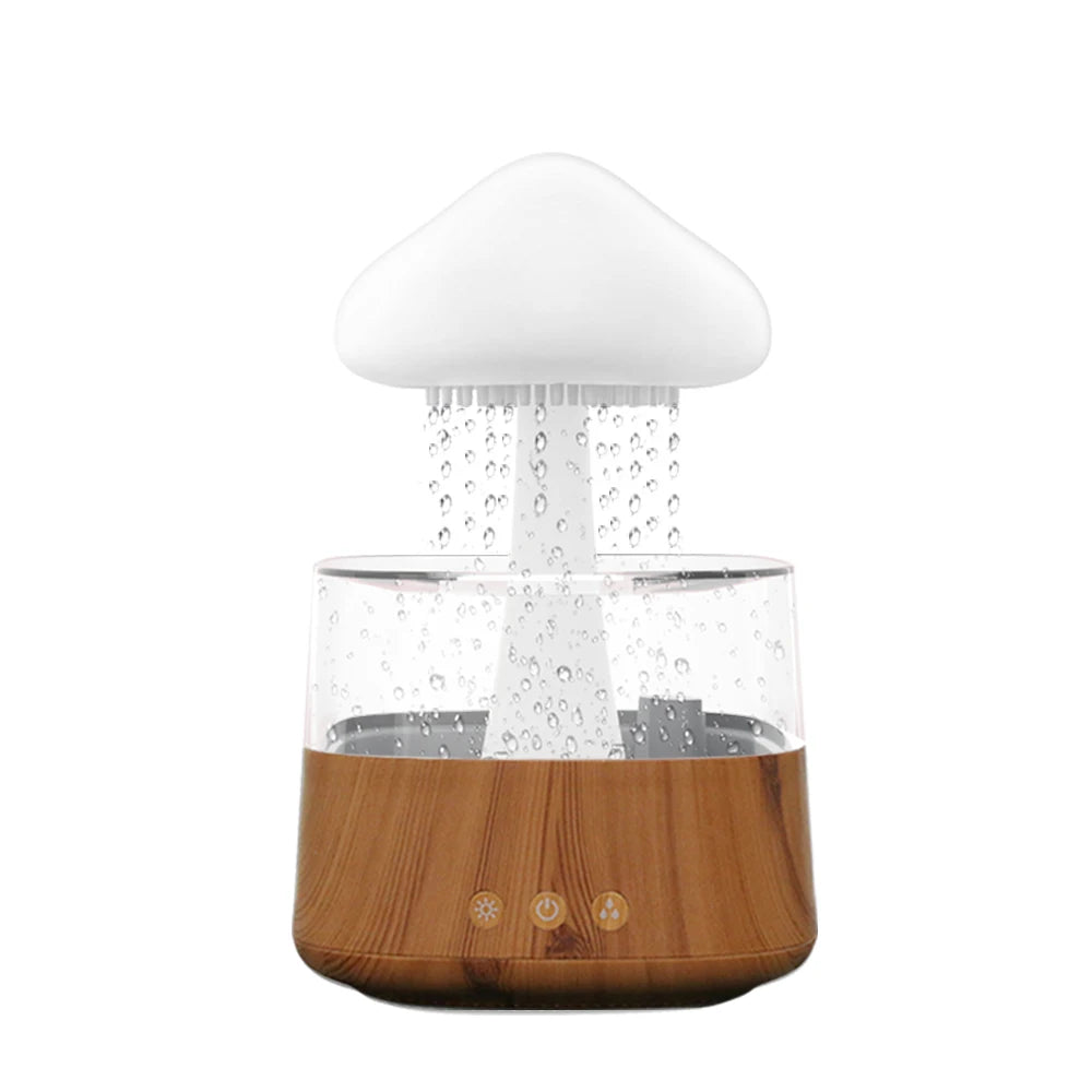 Relax Cloud Rain Diffuser Humidifier Raindrop Aromatherapy Machine Ultrasonic Atomization Humidification Colorful Lamp - Color: Cadmium red
