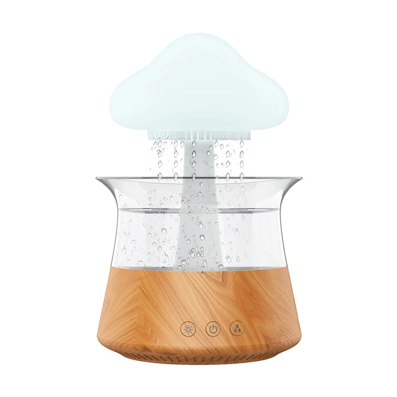 Relax Cloud Rain Diffuser Humidifier Raindrop Aromatherapy Machine Ultrasonic Atomization Humidification Colorful Lamp - Color: Rust Red