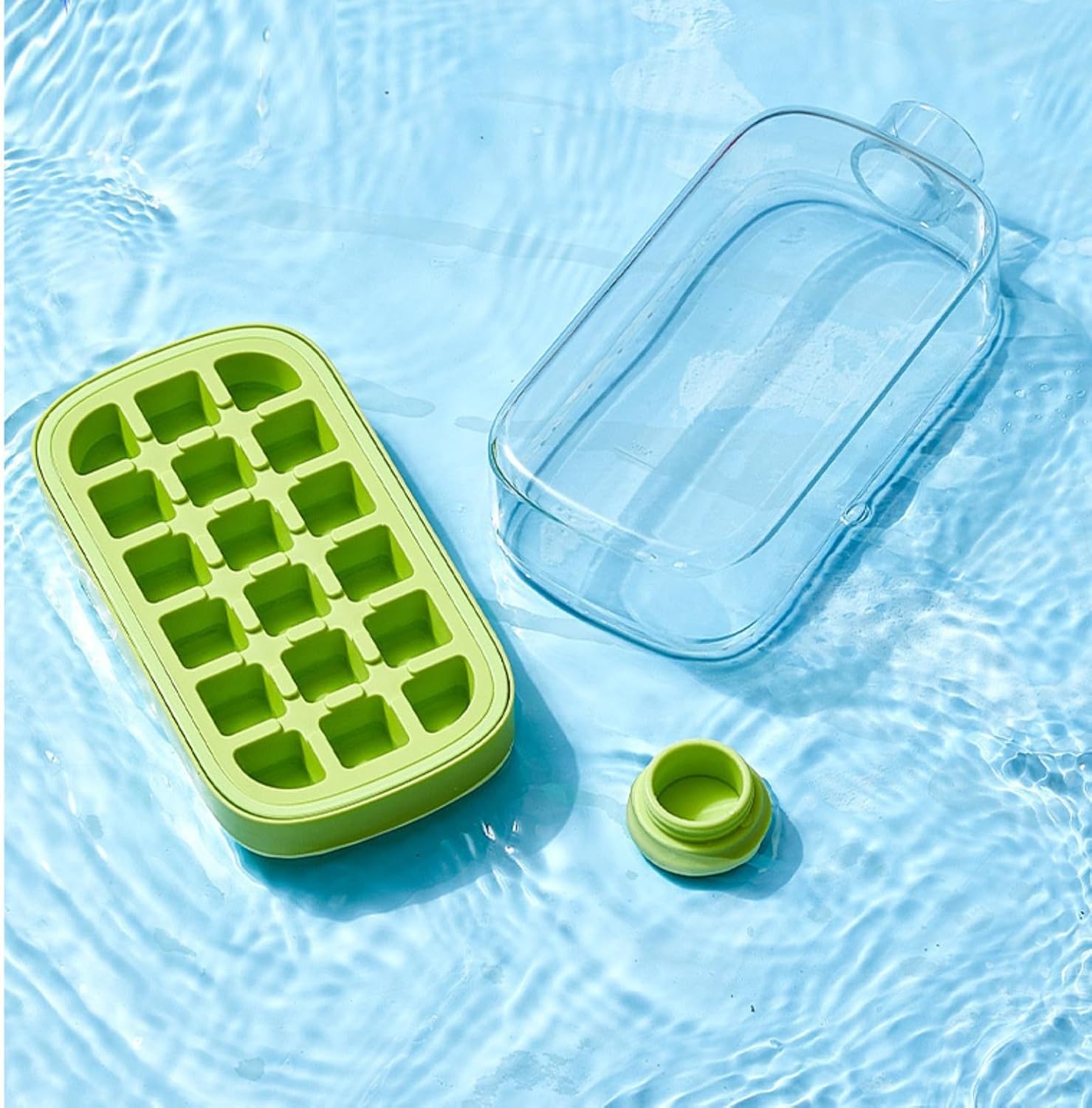 Ice Cube Bottle, 2 In 1 Ice Cube Making Bottle With Straw, Portable Touch Free Ice Cube Mold Trays,Easy Press To Release Ice Tray with Lid for Freezer