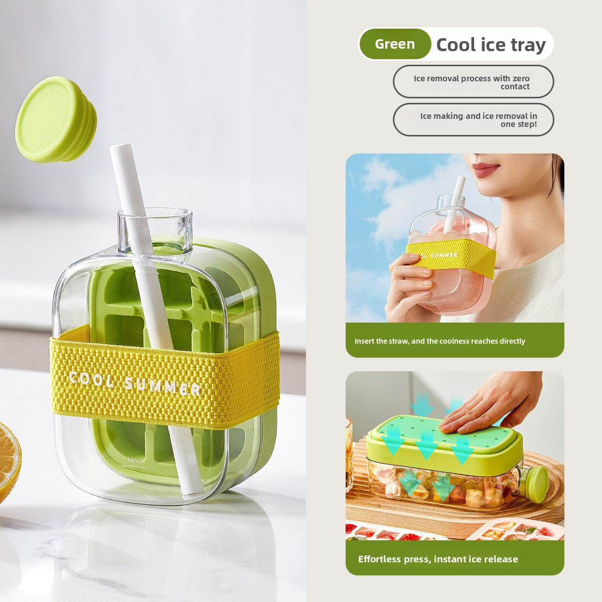 Press-Type Ice Tray Water Bottle